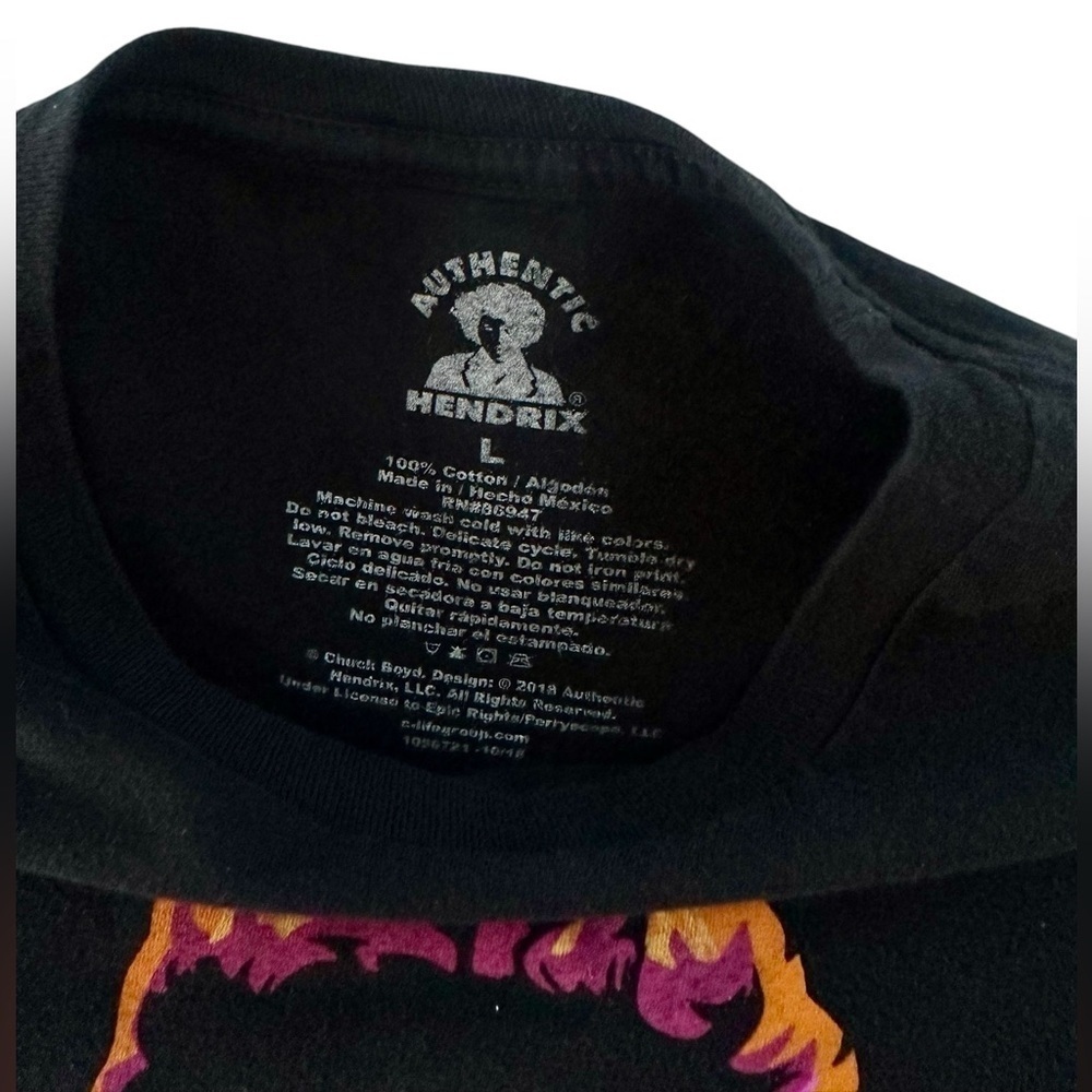 Authentic Jimi Hendrix Band Shirt - Unisex Size Large - Black and Neon - Picture 2 of 3
